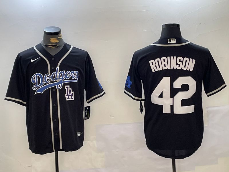 Men Los Angeles Dodgers #42 Robinson Black Game 2024 Nike MLB Jersey style 11207